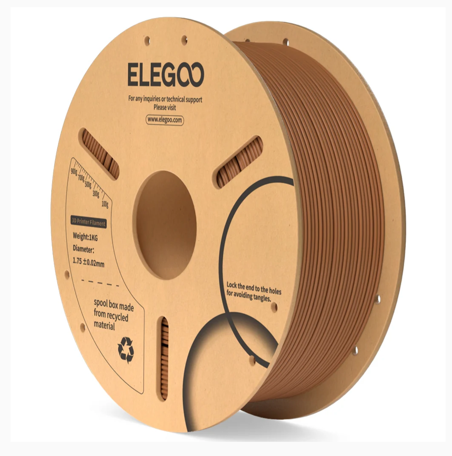 ELEGOO Brown PLA Filament - 1.75 mm 1KG - 3D Printer Filament 1KG Spool 3D Printing Materials