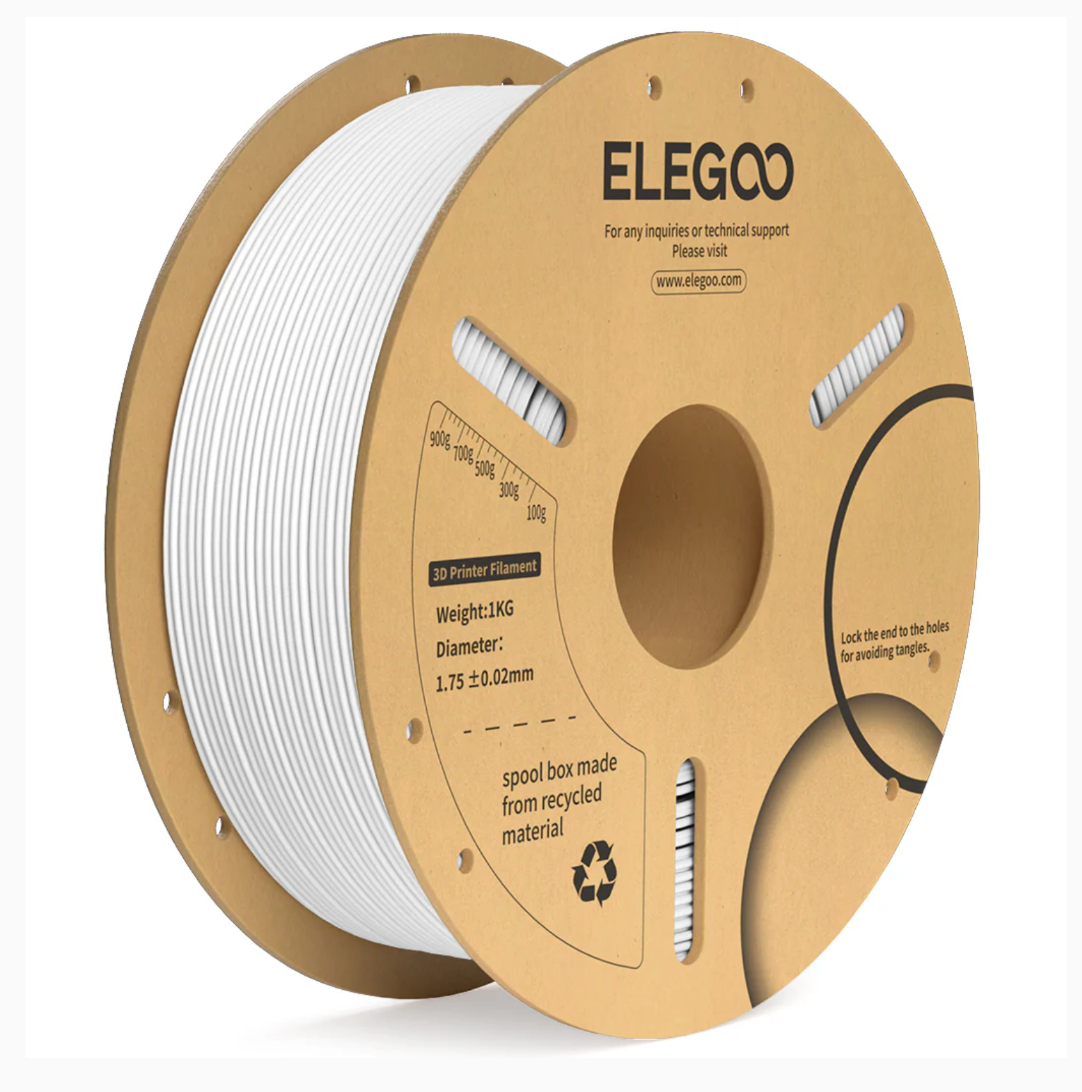 ELEGOO White PLA+ Filament - 1.75 mm 1KG - 3D Printer Filament 1KG Spool 3D Printing Materials