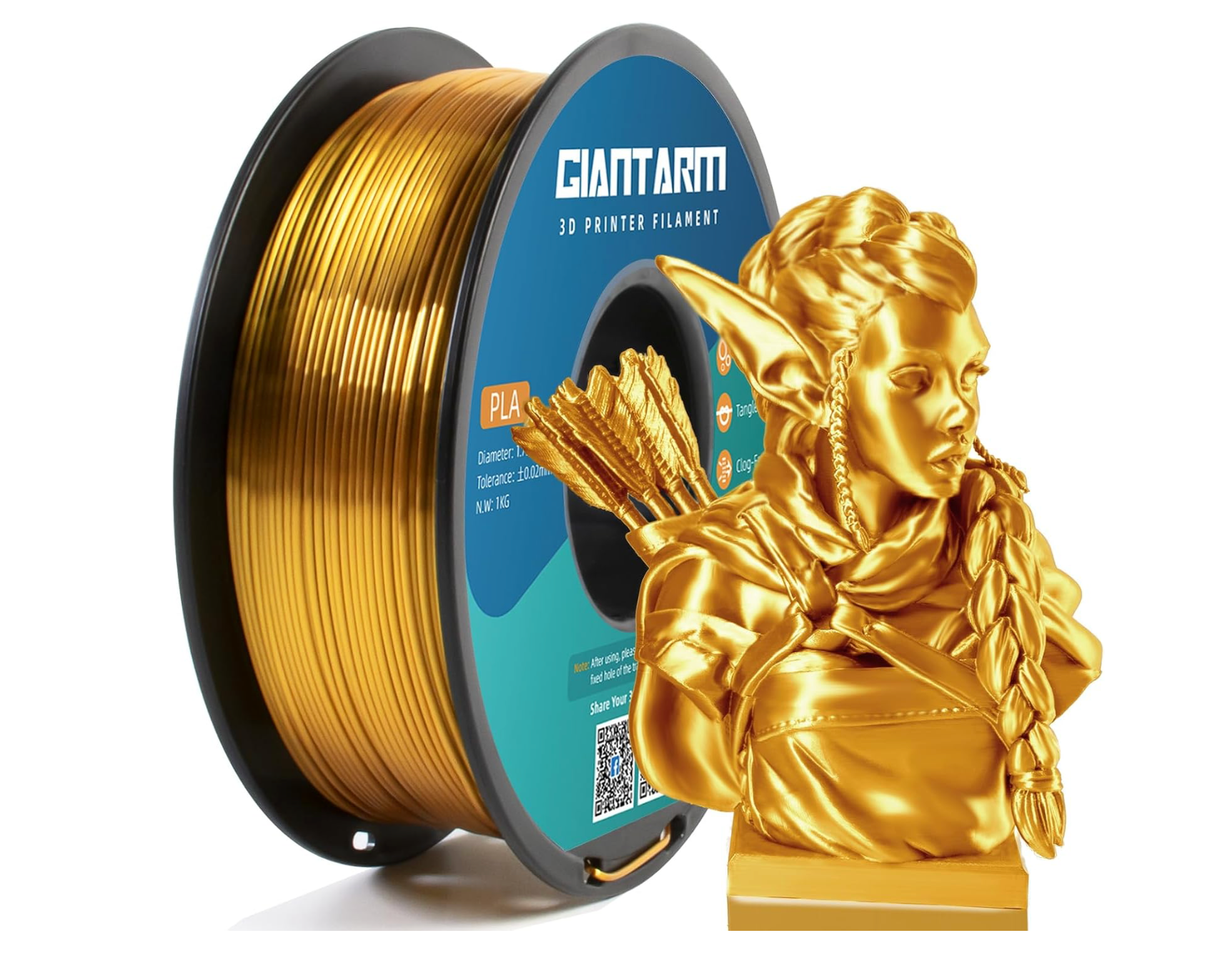 GIANTARM Gold PLA Filament - 1.75 mm 1KG - 3D Printer Filament 1KG Spool 3D Printing Materials