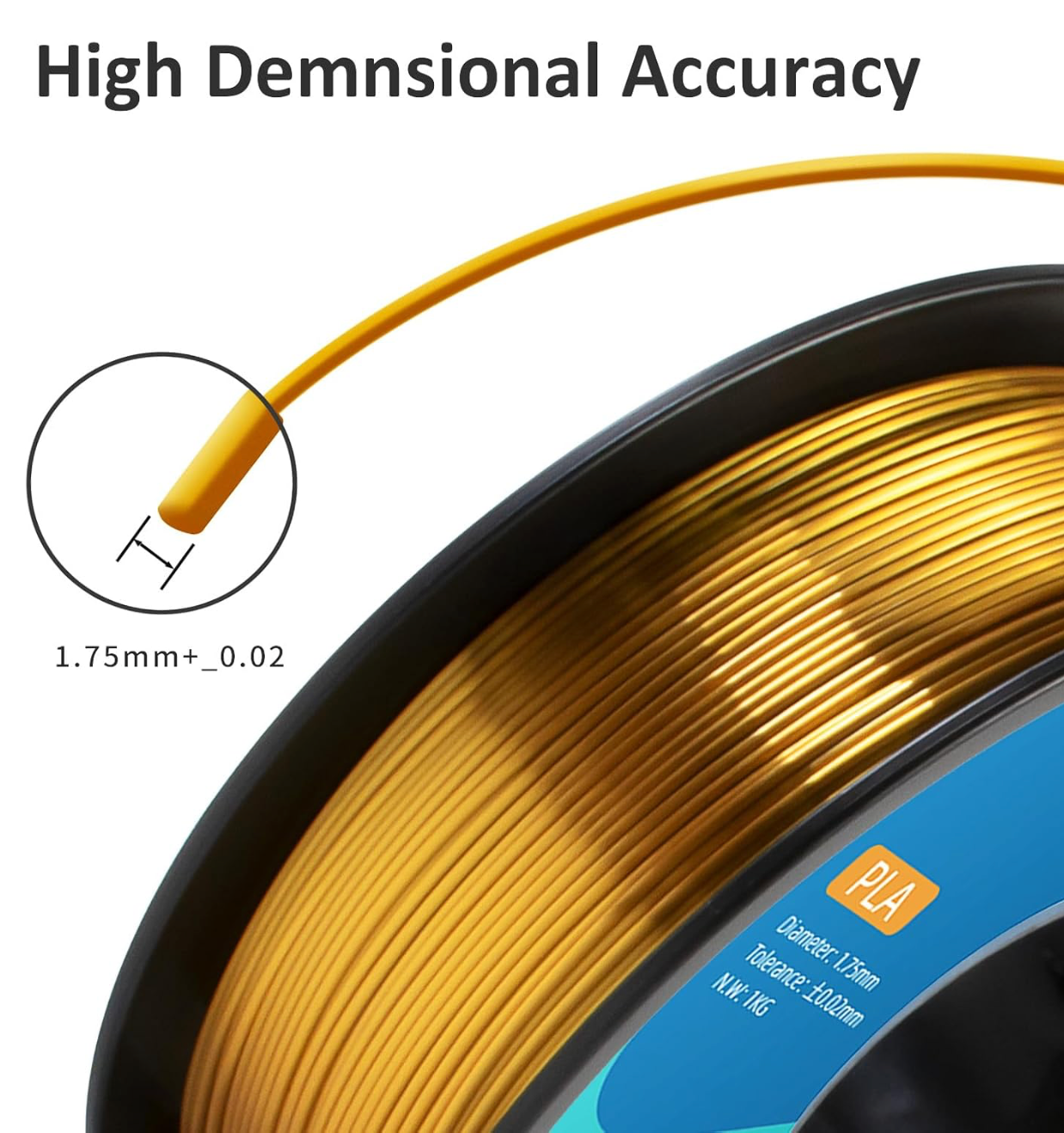 GIANTARM Gold PLA Filament - 1.75 mm 1KG - 3D Printer Filament 1KG Spool 3D Printing Materials