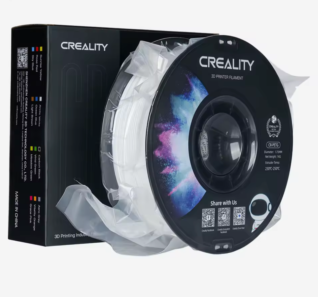 Creality CR-PETG Filament - 1.75 mm 1KG - 3D Printer Filament 1KG Spool 3D Printing Materials