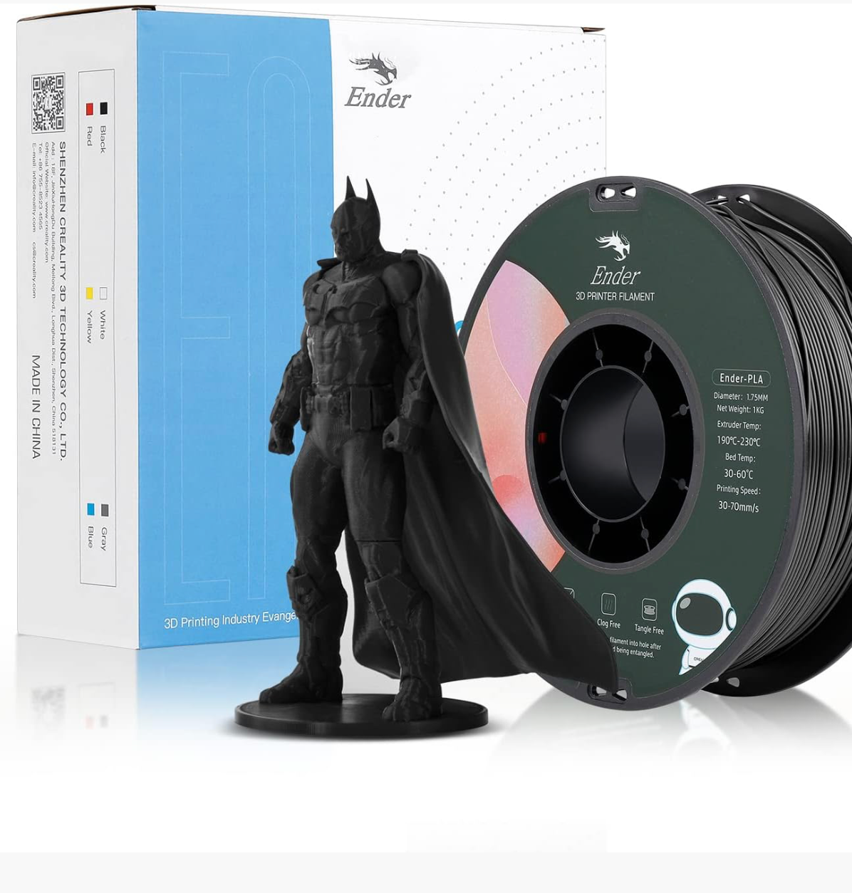 Creality Ender-PLA Black/White/Grey Filament - 1.75 mm 1KG - 3D Printer Filament 1KG Spool 3D Printing Materials