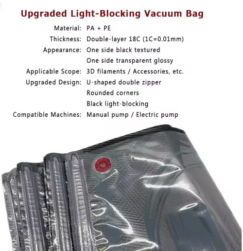 3D Printer Filament Vacuum Sealed Bags for Keeping Dry - Varying Packs