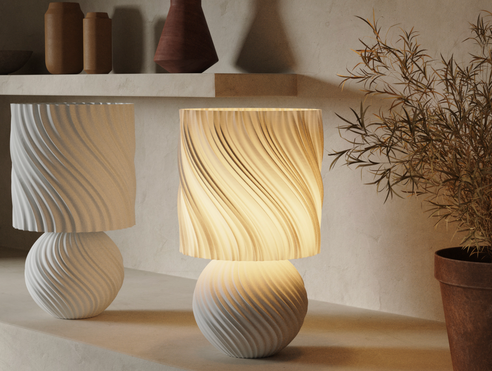 STONED LAMP — Japandi Ambient Wave Table Lamp