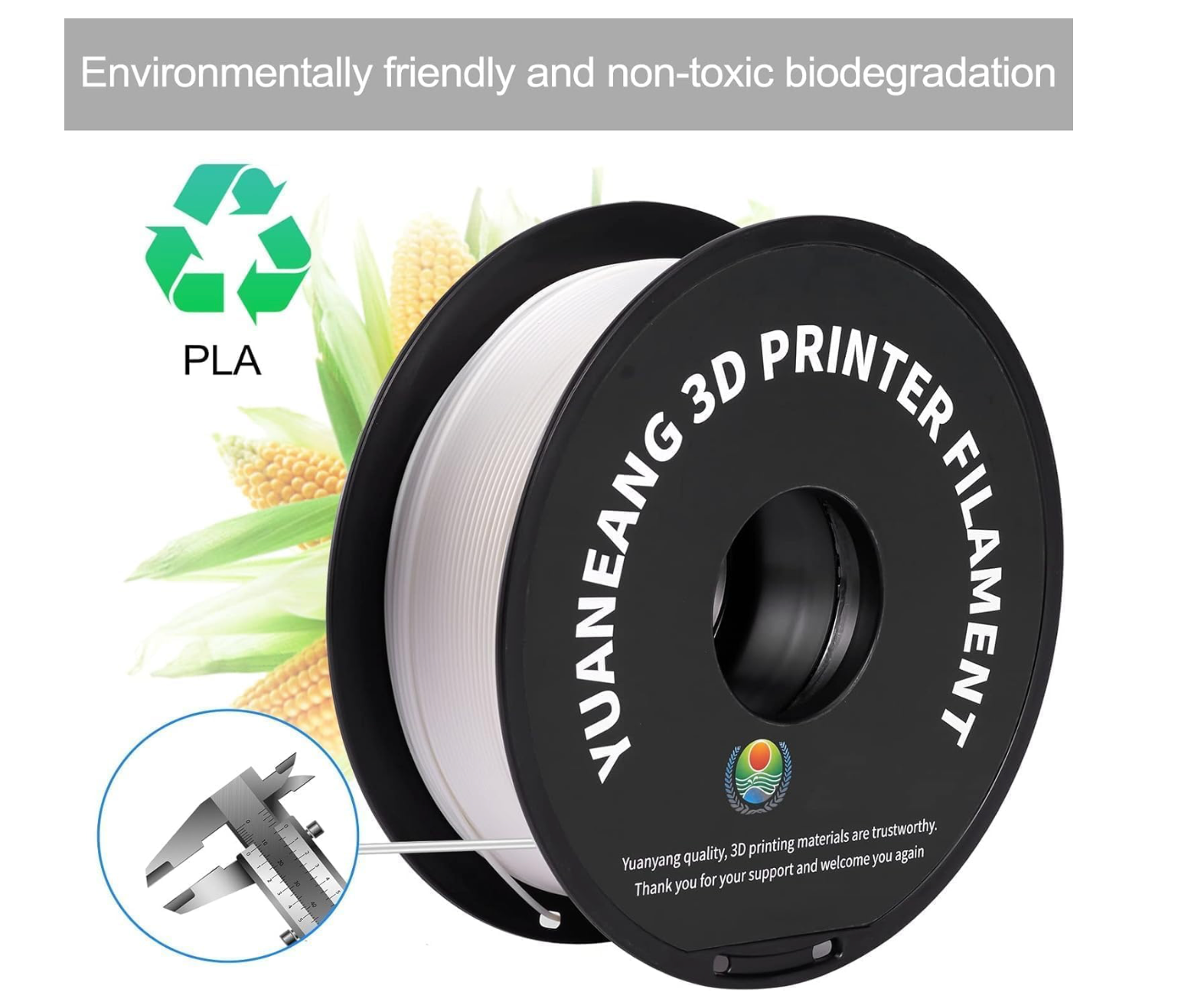 YUANEANG White PLA Filament 1.75mm, High Speed PLA 30-600mm/s