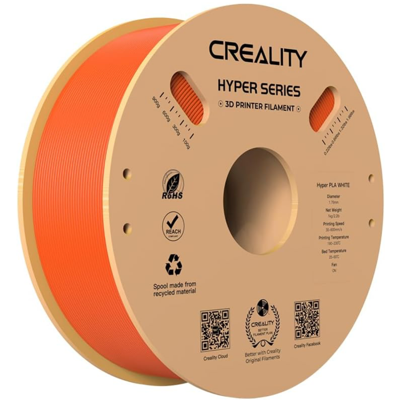 Creality Hyper PLA Filament 1.75mm, High Speed PLA 30-600mm/s