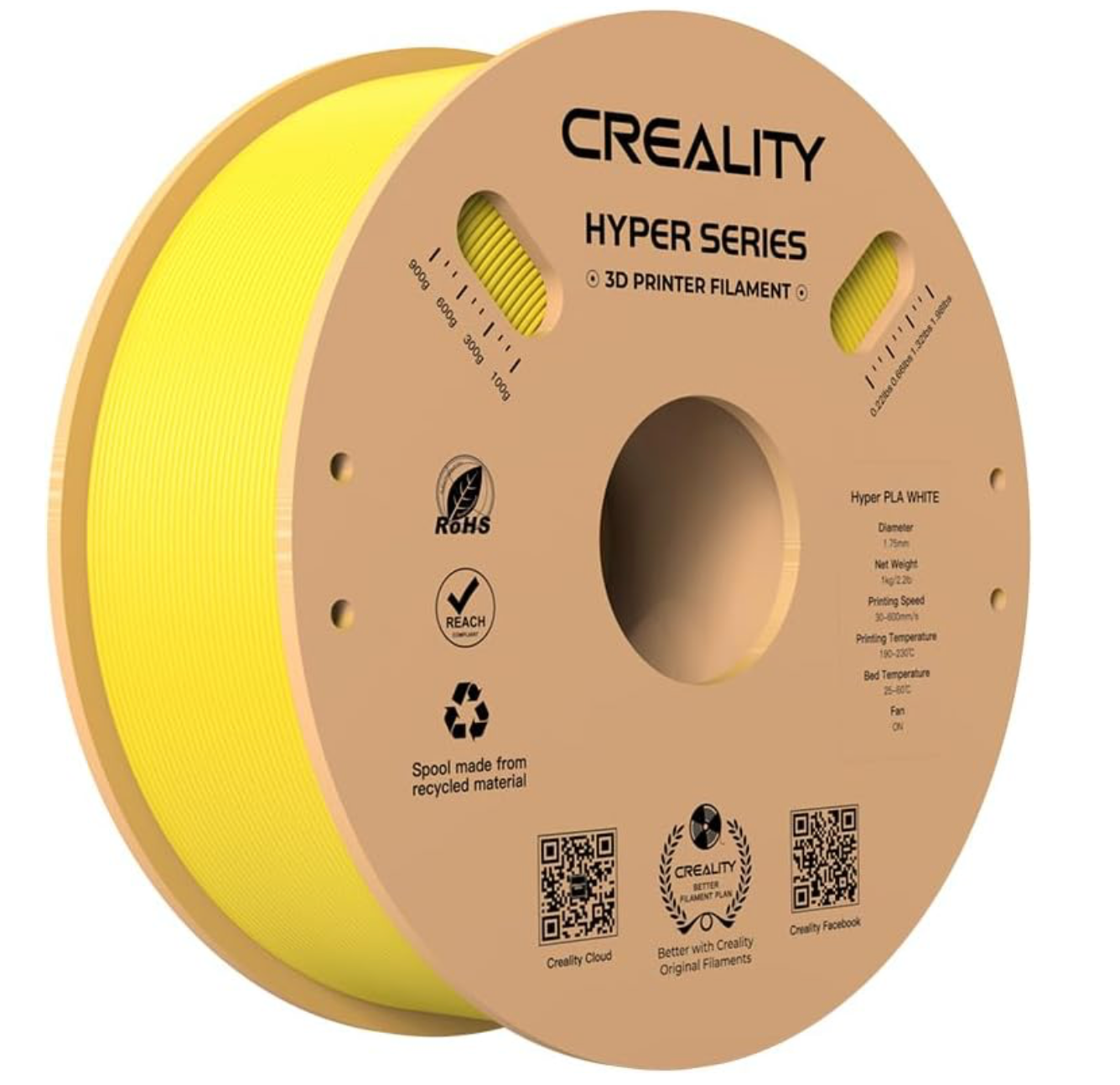 Creality Hyper PLA Filament 1.75mm, High Speed PLA 30-600mm/s